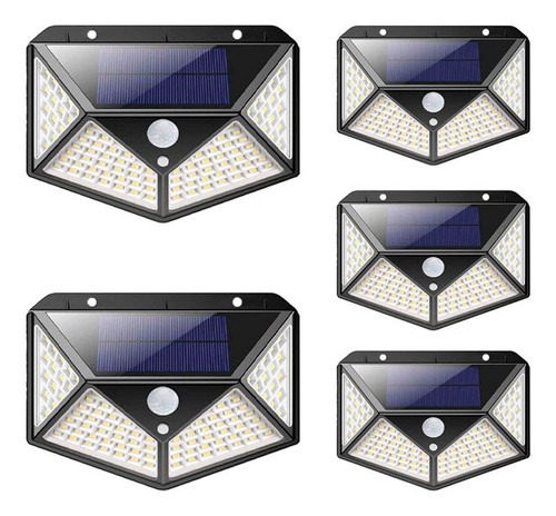 5 Pack Focos Solar 100 Led Con Sensor De Movimiento