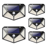 5 Pack Focos Solar 100 Led Con Sensor De Movimiento