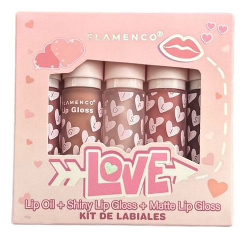 Kit De 5 Labiales Oil Lip + Shiny Lip Gloss +matte Lip Gloss