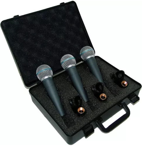 Pack 3 Microfonos Moon M59 Mano Dinamico Combo Mic Valija