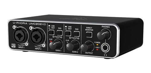 Placa Sonido Interface Behringer U-phoria Umc202 Hd Usb 2.0 Alimentacion Phantom - Entrada Xlr Jack Plug