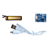 Modulo Micro Usb + Cable + Bateria Litio 190mah 3.7v Alarmas