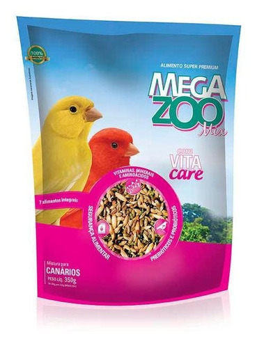 Ração Super Premium Megazoo Mix Para Canários 350g