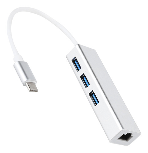 Adaptador Usb 3.0 A Ethernet Con 3 Puertos, Hub Tipo C A Lan