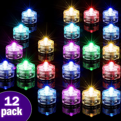 12 Piezas De Luces Led Sumergibles Impermeables, Velas De Té