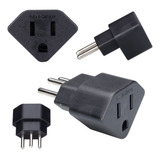 Adaptador Tomada Americano X Brasileiro 3 Pinos 10a Preto