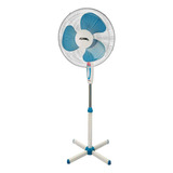 Ventilador De Pie Adir 2073 Blanco Con 3 Aspas Color  Azul De  Plástico, 16  De Diámetro 120 v