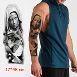 Tatuaje Temporal Henna Virgen Brazo Espalda Hombre 