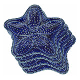 4 Estrelas Decorativas Wolff Ocean De Ceramica Azul 15cm