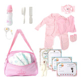 Kit Saída Maternidade Bolsa Rosa E Roupas + Acessórios