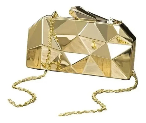 Bolsa Clutch Prata Dourada Preta Festa Metálica Geométrica  | Frete grátis