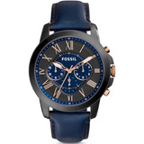 Reloj Caballero Fossil Fs5061 Color Azul Marino De Piel