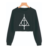 Harry Potter Reliquias Sauco- Sudadera Corta (tipo Crop Top)