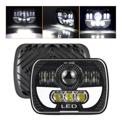 1pzs Faro Led Lupa 5x7 Alta/baja Para Carro Camioneta Jeep