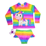 Conjunto Infantil Proteção Solar Uv Sereia Unicórnio Lol 