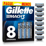 Gillette Mach3 Carga Para Aparelho De Barbear - 8 Unidades