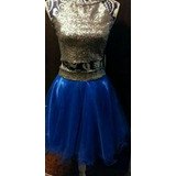 Vestido Azul Y Plateado Con Top Para Fiestas Egresados Reina