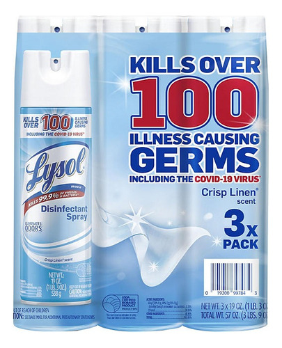 Lysol Aerosol Desinfectante Aroma Fresco 3pzs De 538g Jumbo