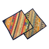 Funda Almohadón Hindú Bordada 40x40 Cm Diseño India