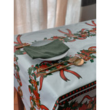 Mantel Navideño Impermeable Cuerina Mesa Estampado 140 X 140