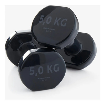 Mancuernas Domyos Negras 5 Kg Par Gym Fitness Recubiertas Plástico | Envío gratis