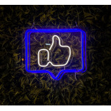 Painel Neon Led  Like Facebook Azul 30 Cm