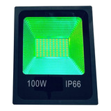 Refletor Led 100w Holofote Bivolt Prova Dágua Ip66 Luz Verde