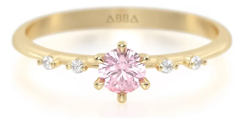 Anillo Promesa Piedra Rosa Oro 14k Jasmín Sakura Abba Joyas | Meses sin interés