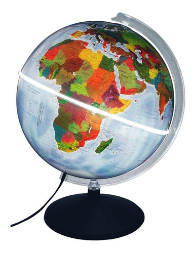 Globo Terrestre 30cm Mondo Politico Com Led Base Preta