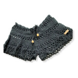Top Tejido Crochet Artesanal Y Short Color Negro Disponible!