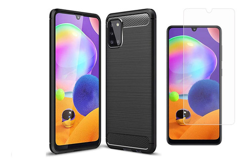 Funda Carbono + Vidrio  P/ Samsung Galaxy  A31