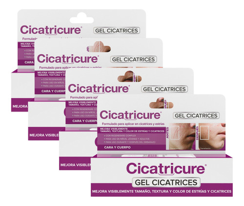 Pack 04 Cicatricure Gel Cicatrices Estrias 30g C/u