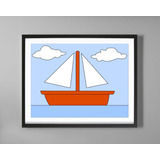 Cuadro Decorativo C/ Marco Vidrio Barco Los Simpson 21x30