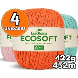Barbante Euroroma Ecosoft Nº6 422g - Kit 4 Cores Variadas 