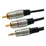 Cabo P2 Stereo 2 Para 2 Rca Metal 1,8 Metros