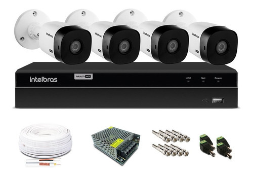 Kit Intelbras 4 Câmeras De Segurança 720p Dvr 4 Canais