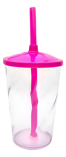 Kit 20 Copos Twister Transparentes 300ml Com Tampa E Canudo