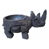 Molcajete Artesanal Figura Rinoceronte Piedra Volcanica 