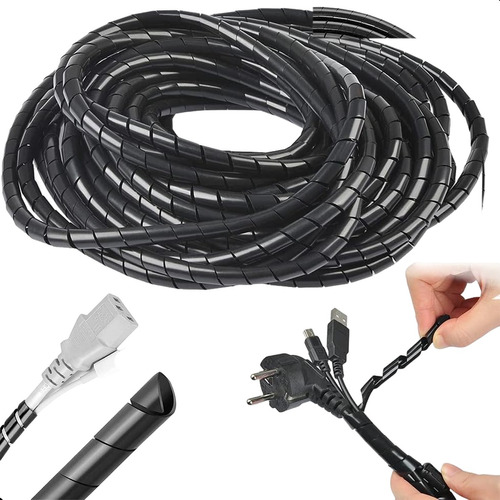 Organizador De Cable Espiral 8mm 12mts Para Hogar Oficina