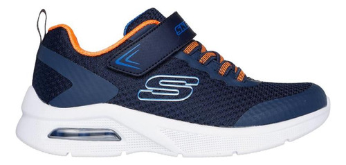 Tenis Skechers Azul Naranja Suela Blanca 403818/nvor De Niño