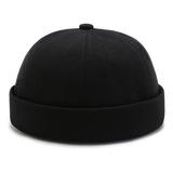 Xyiyi, Gorra Docker Sin Borde De Algodón Negro, Gorra De Mar