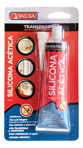 Sellador De Silicona Acética Tacsa 85ml Transparente X 10u