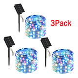 Paquete De 3 Luces Solares Decorativas, Tira Led Navideña De