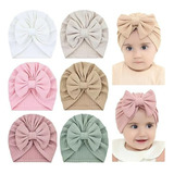 Conjunto De 6 Gorros Turbante Suaves Con Lazo Para Bebés Niñ