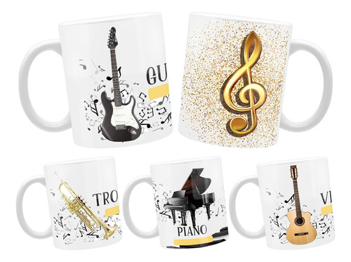 Caneca Personalizada Porcelana Instrumentos Musicais Present