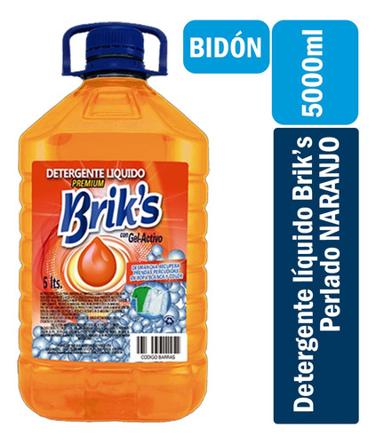 Detergente Liquido Naranjo Brik´s 5 Litros