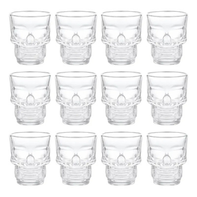 Set 12 Vasitos Tequileros Vidrio Calavera Cráneo Caballito Cristal Transparente