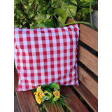 Kit Com 5 Capas De Almofada Xadrez Decoração Vermelha Picnic