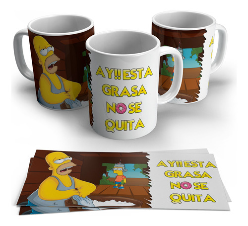 Taza Ceramica Los Simpsons Esta Grasa No Se Quita