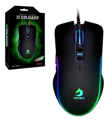 Mouse Gamer Usb Com Led Rgb Soldado Gm-v550 6400 Dpi Infokit